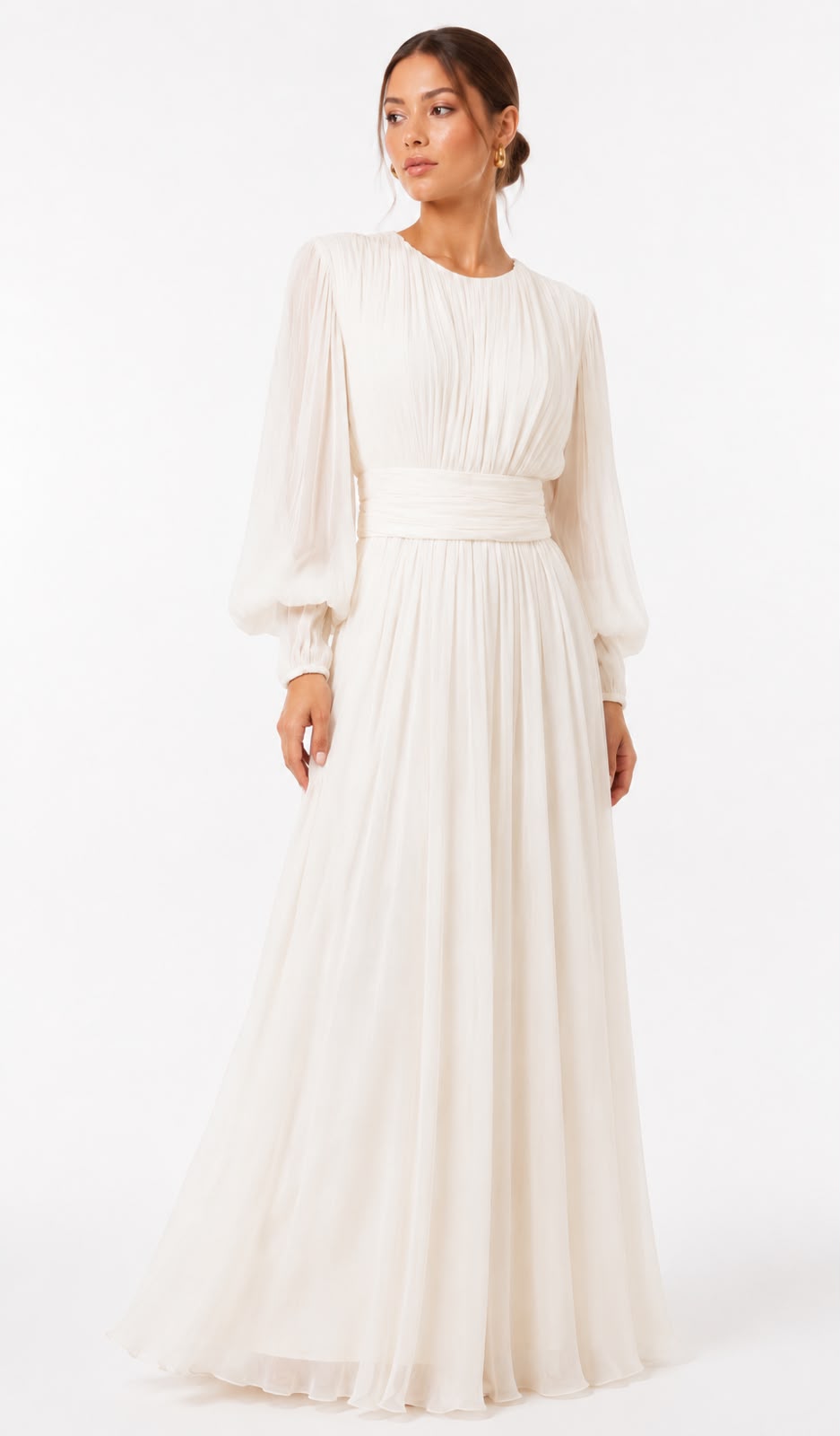 Ruched Chiffon A-Line Gown