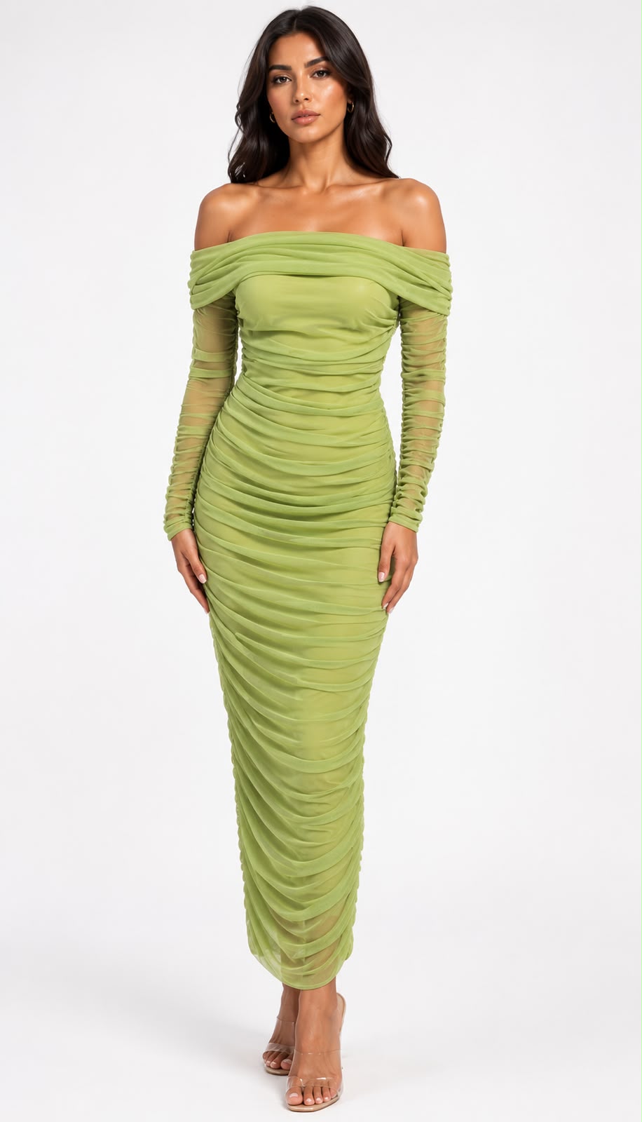 Off Shoulder Draped Maxi Dress