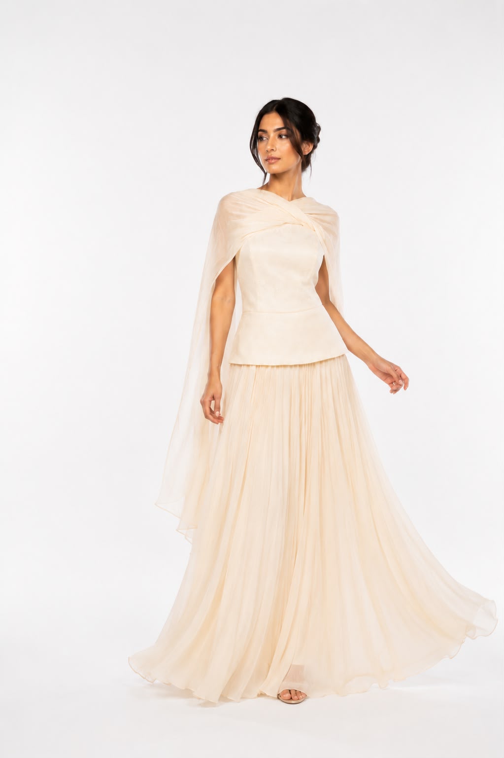 Ivory Cascade Cape Gown