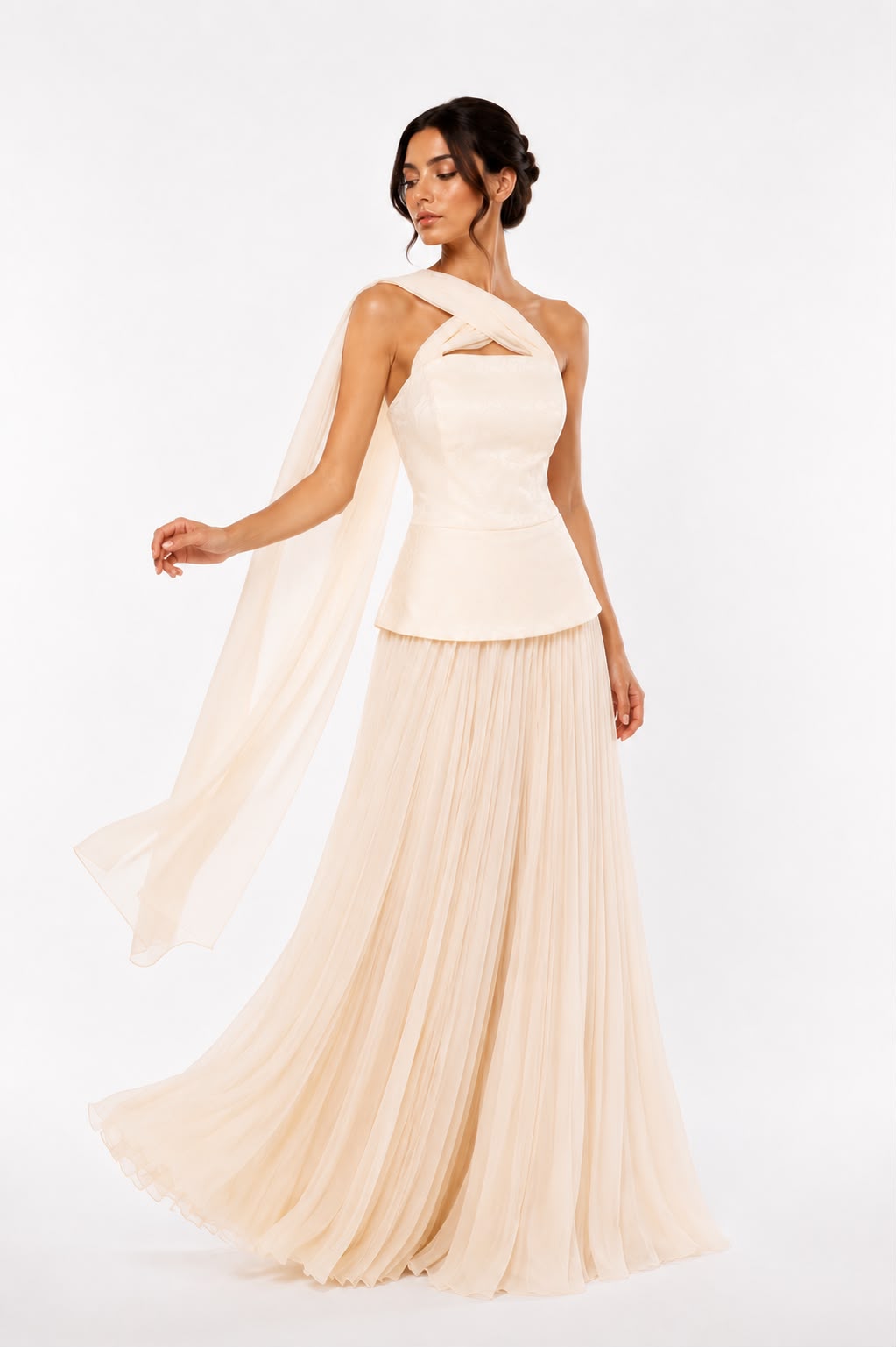 Ivory Cascade Cape Gown
