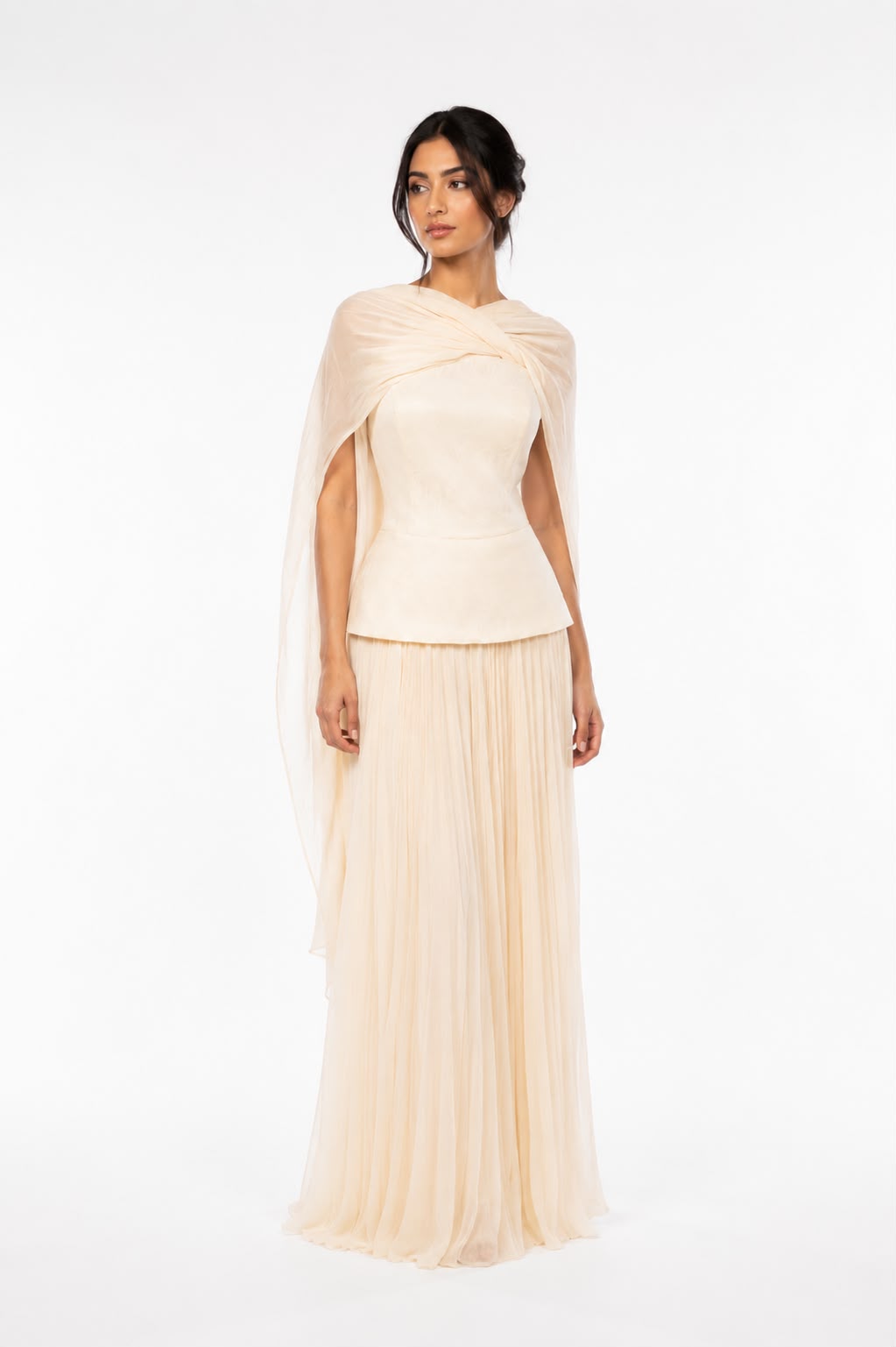 Ivory Cascade Cape Gown