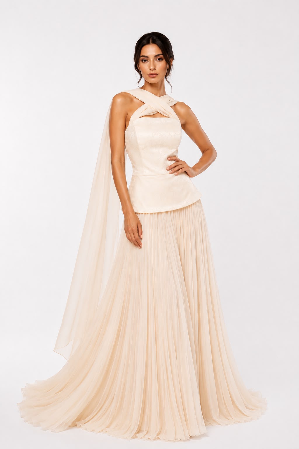 Ivory Cascade Cape Gown