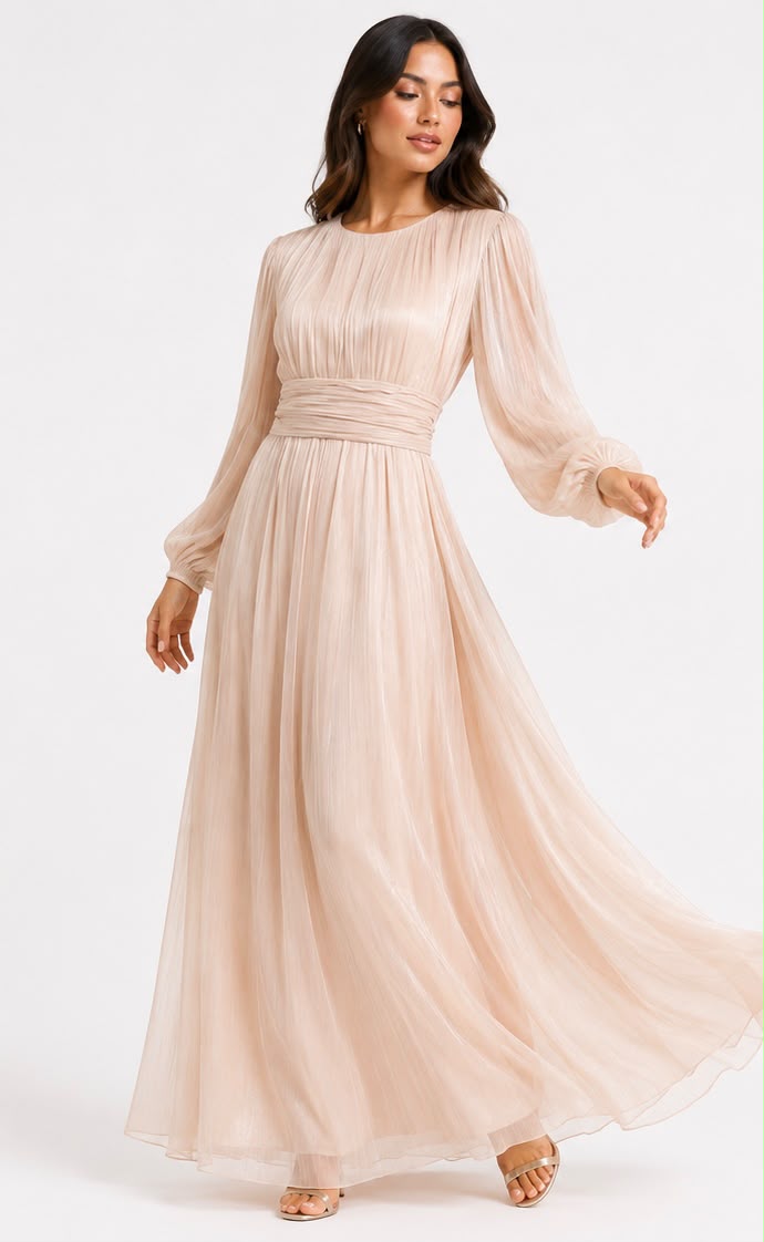 Ruched Chiffon A-Line Gown